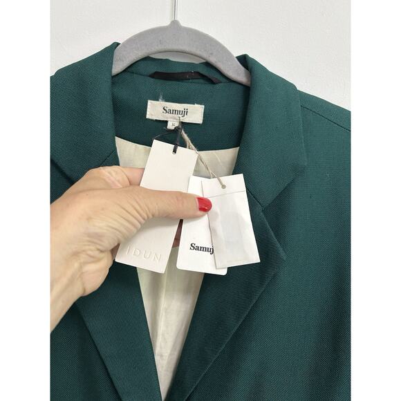 Samuji Long Jacket Blazer Hunter Green Old Money Size 36 (XS/S) ITALY MSRP $700 - Picture 4 of 10